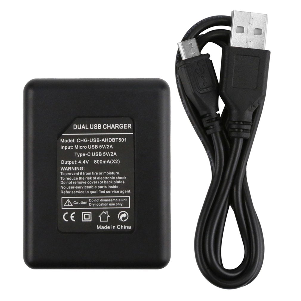 Dual Charging Slots USB Battery Charger for GoPro Hero7/ 6 / 5