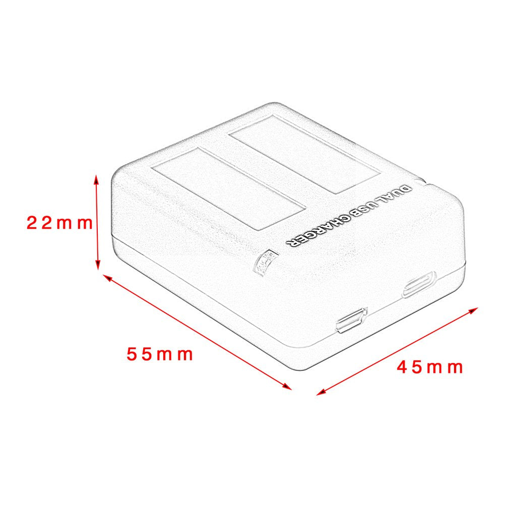 Dual Charging Slots USB Battery Charger for GoPro Hero7/ 6 / 5