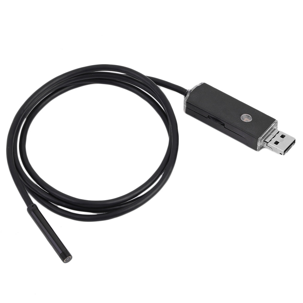 2-in-1 5.5mm Lens Dual Interface Waterproof Endoscope - 1m / Black
