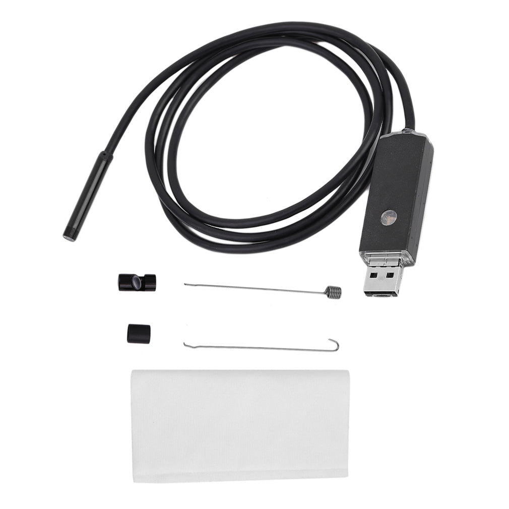 2-in-1 5.5mm Lens Dual Interface Waterproof Endoscope - 1m / Black
