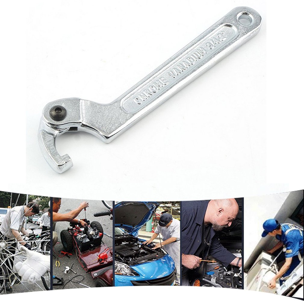 19-51mm Chrome Vanadium Adjustable Hook Wrench C Spanner Tool