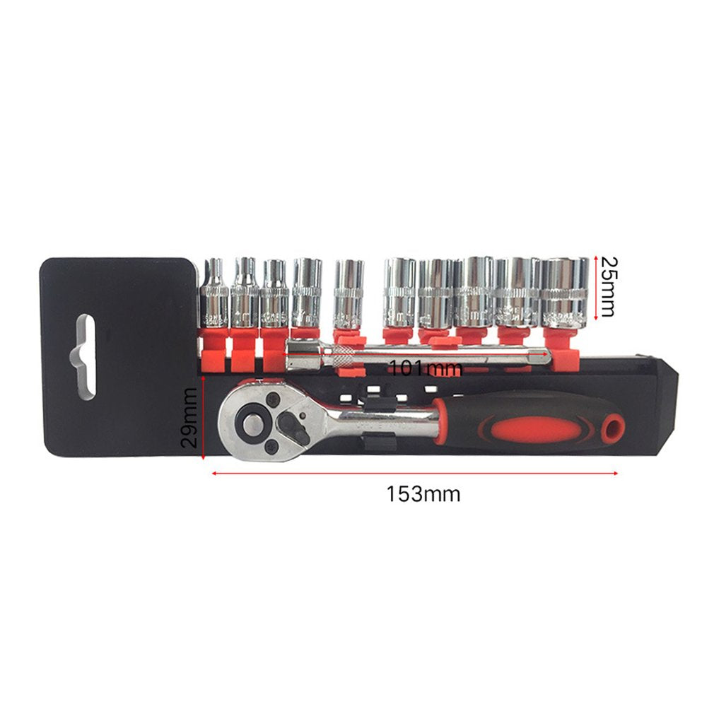 12PCS 1/4&quot; Wrench Socket Set Hardware Car Auto Repairing Sleeve Kit Tools