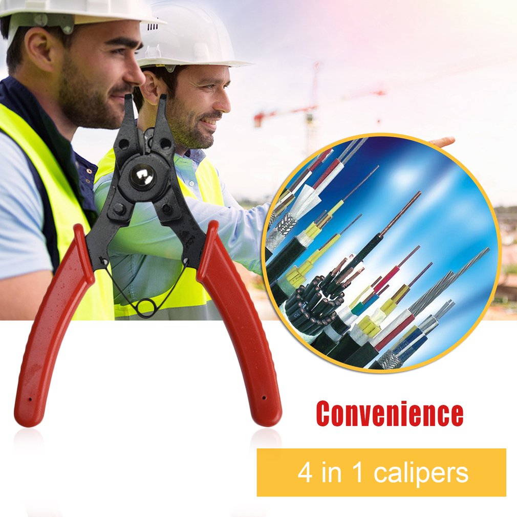 4 IN 1 Multifunctional Retaining Ring Pliers Auto-lock Snap Ring Pliers - Red