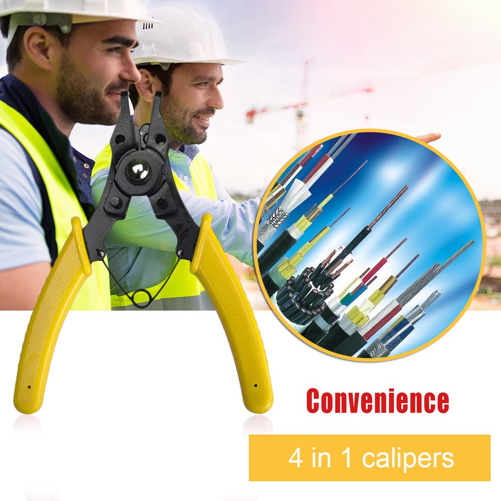 4 IN 1 Multifunctional Retaining Ring Pliers Auto-lock Snap Ring Pliers - Yellow