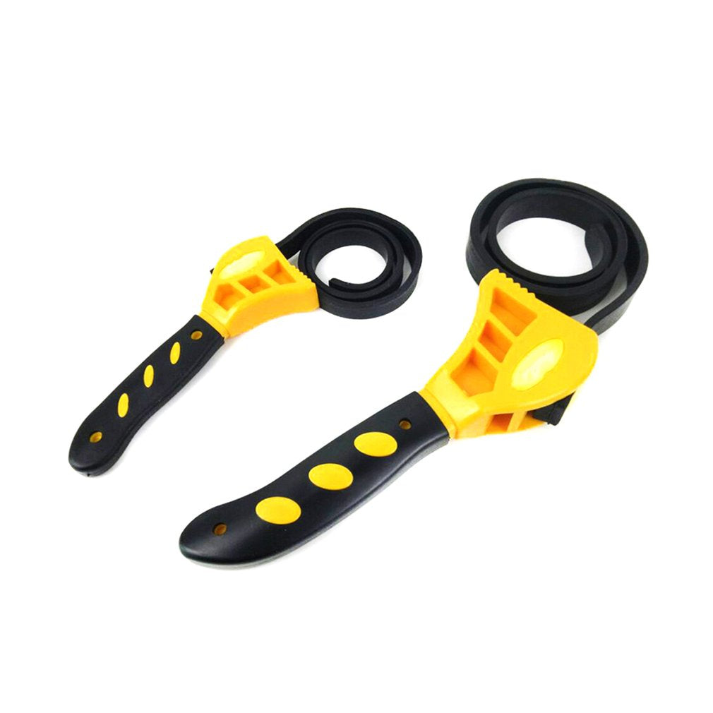 Two Rubber Belt Wrench Adjustable Bottle Opener Auto Oil Filter Car Spanner Set - 8-inch+6-inch