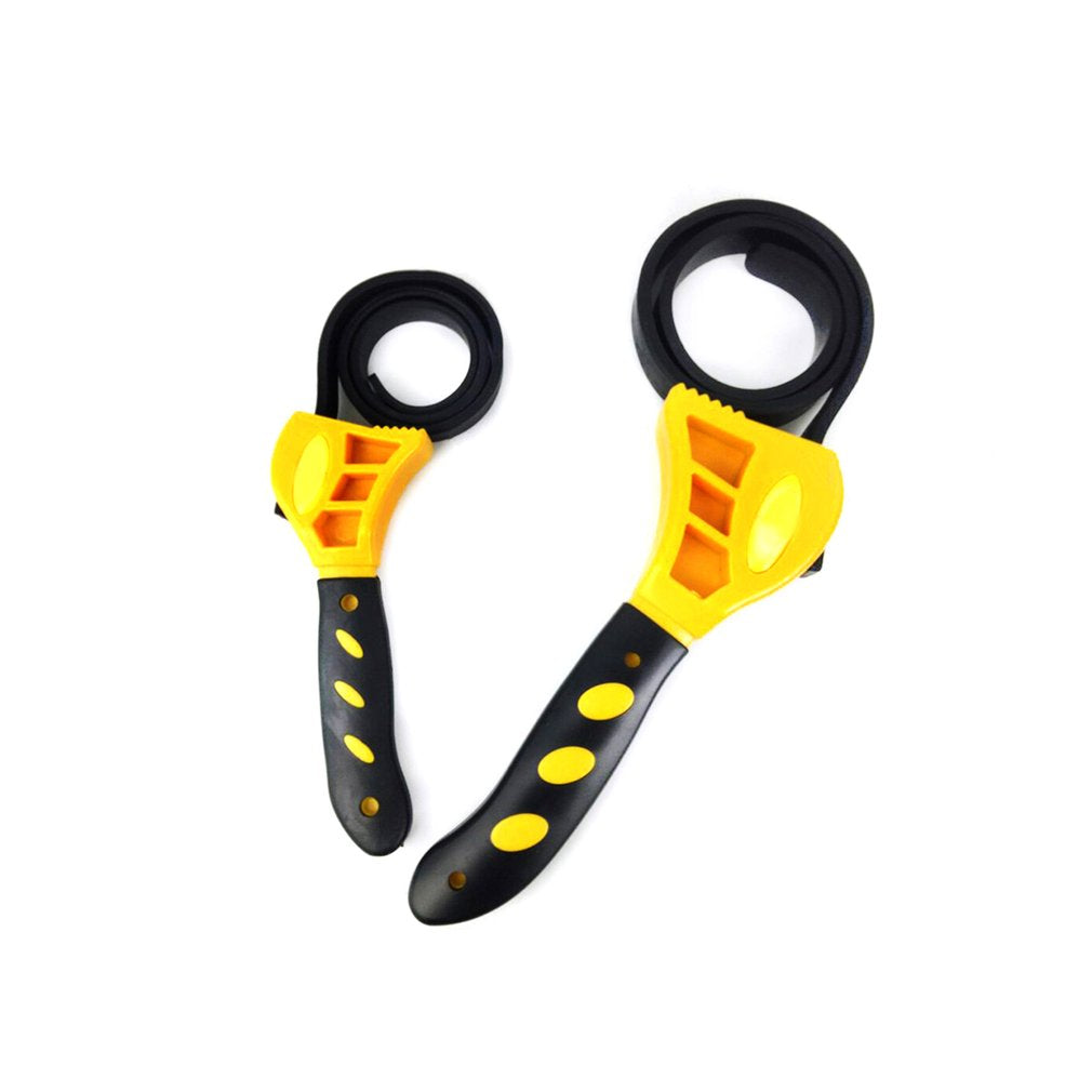 Two Rubber Belt Wrench Adjustable Bottle Opener Auto Oil Filter Car Spanner Set - 8-inch+6-inch