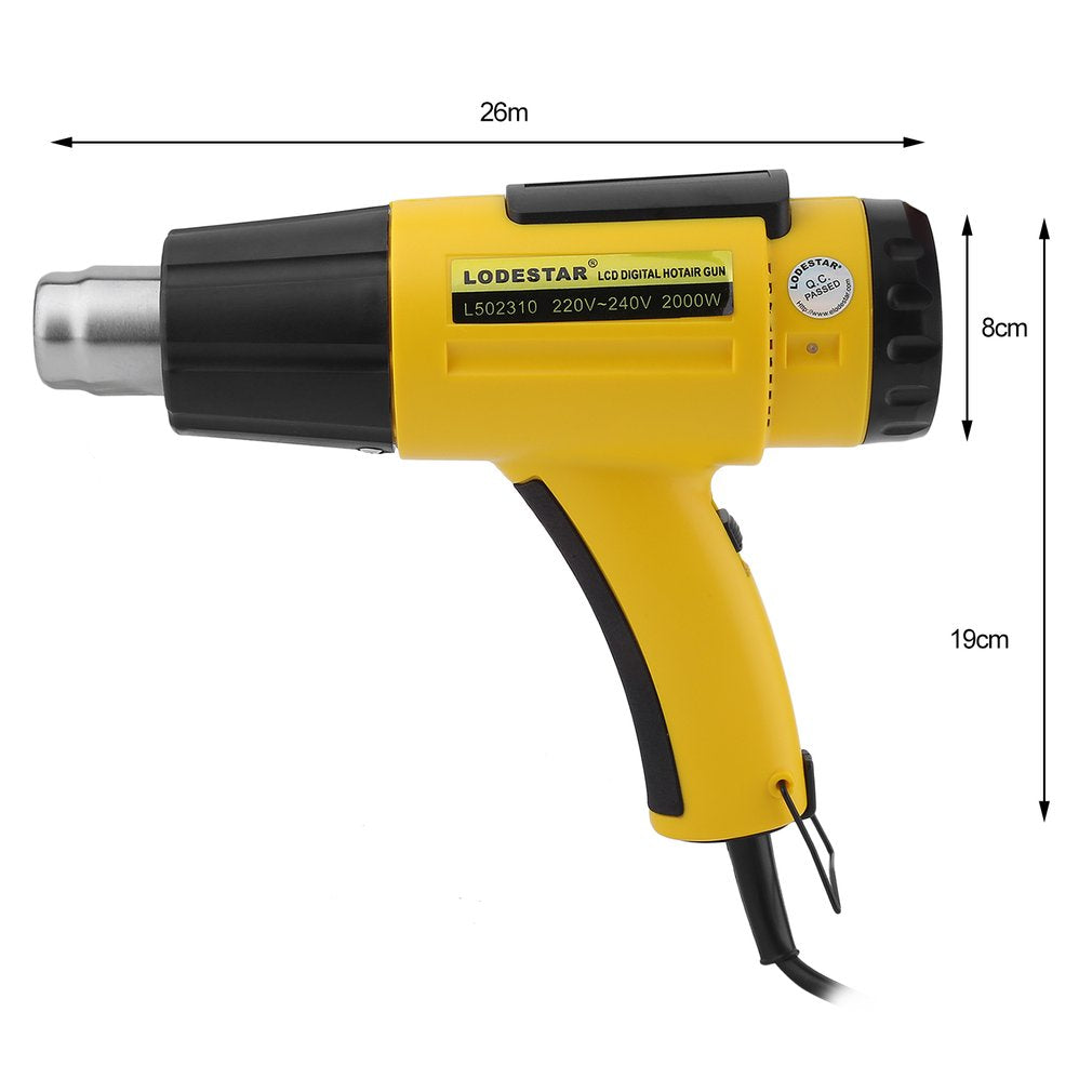 L502310 2000W AC220V LCD Electronic Digital Hot Air Gun Electric Heat Gun Power Tool - EU Plug