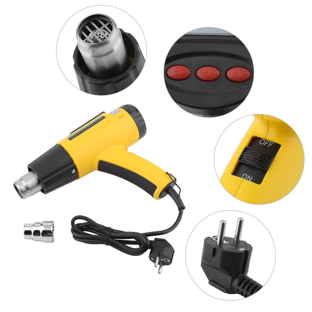 L502310 2000W AC220V LCD Electronic Digital Hot Air Gun Electric Heat Gun Power Tool - EU Plug