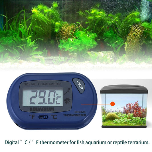 LCD Digital Fish Aquarium Thermometer Water Terrarium FREE Extra Batteries - Blue