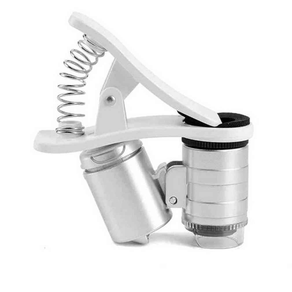 60X Phone Camera Microscope Clip-on Magnifying Glass With LED/UV Lights