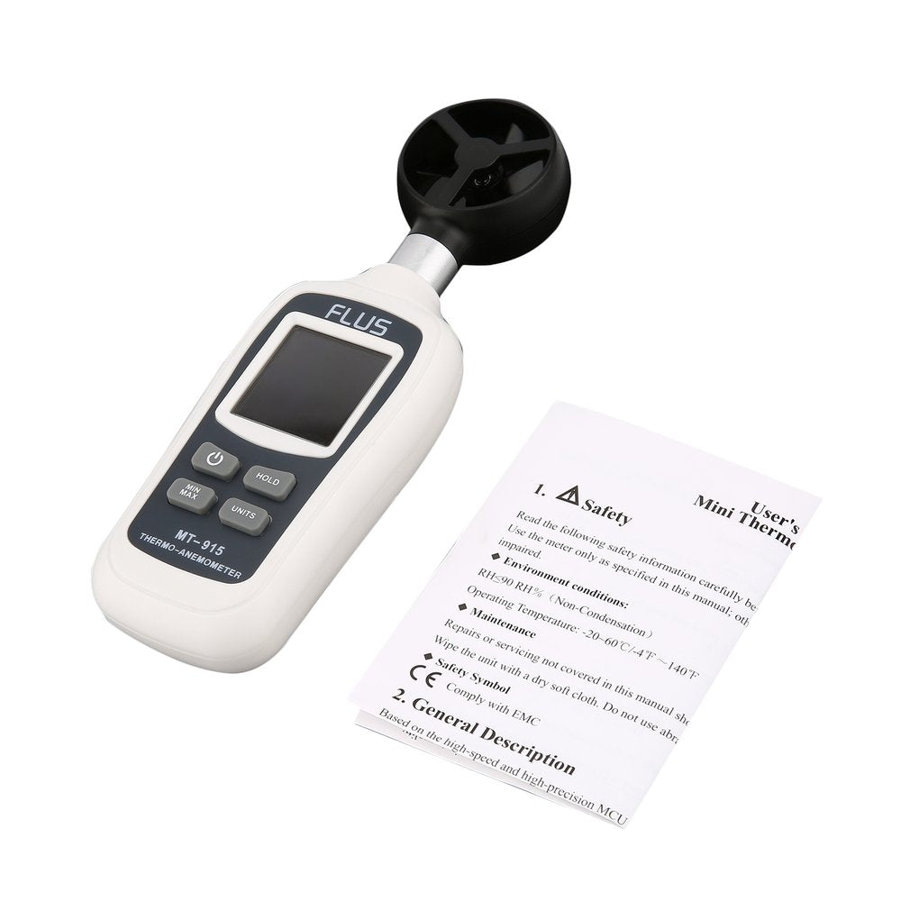 FLUS MT-915 Handheld Digital Anemometer LCD Backlight Air Wind Speed Meter