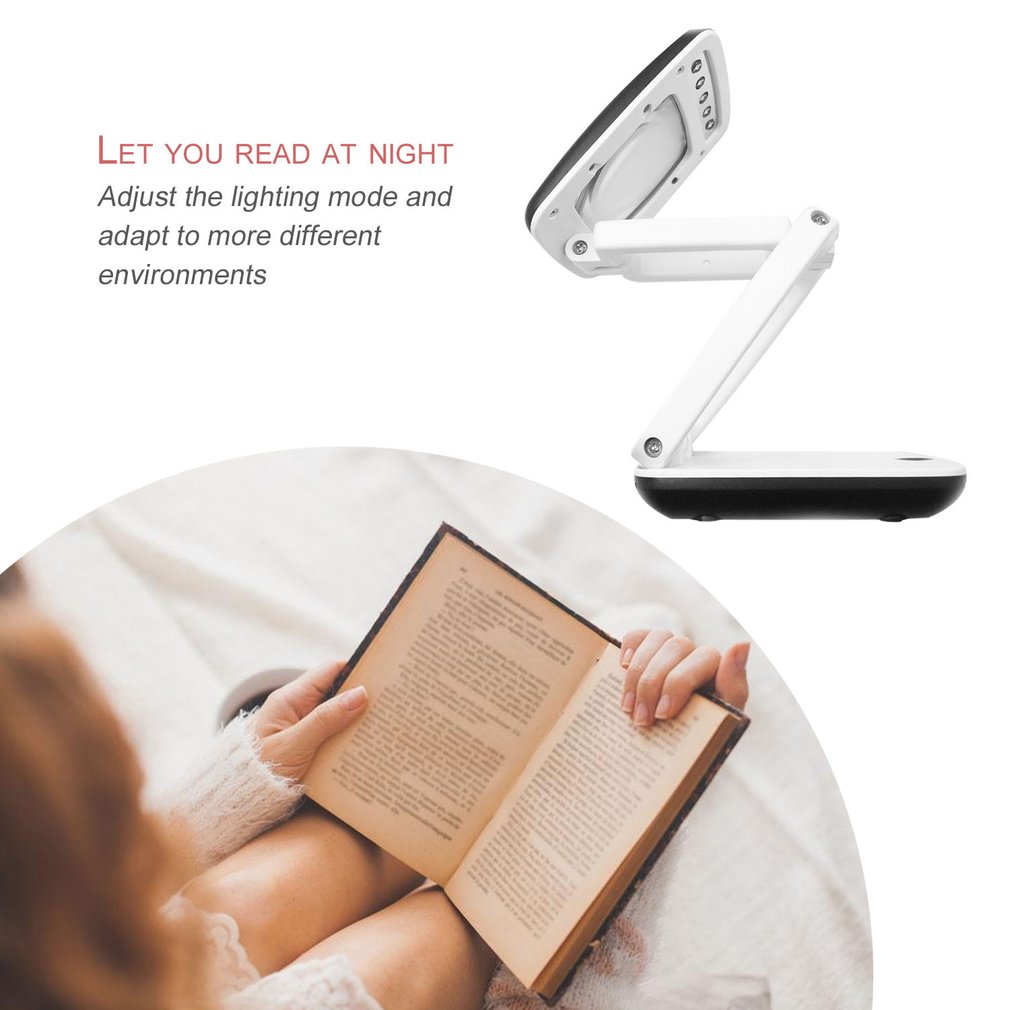 Foldable Desktop Magnifier Lamp Magnifying Glass 3X Magnification for Reading - Black / White