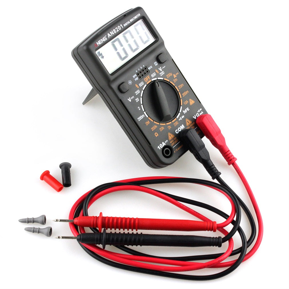 Aneng AN8201 LCD Digital Multimeter Electric Handheld Tester AC/DC Voltmeter Ammeter - Black