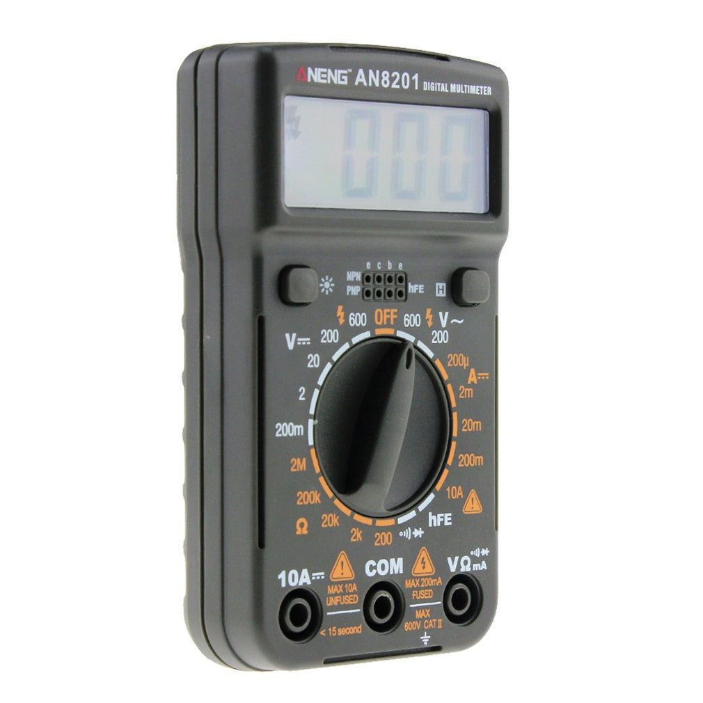 Aneng AN8201 LCD Digital Multimeter Electric Handheld Tester AC/DC Voltmeter Ammeter - Black