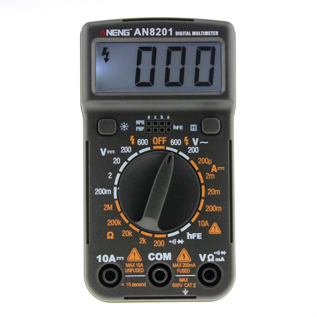 Aneng AN8201 LCD Digital Multimeter Electric Handheld Tester AC/DC Voltmeter Ammeter - Black