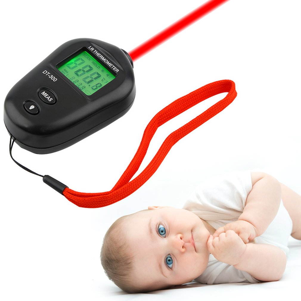 DT-300 Portable Mini Digital Non-Contact IR Infrared LCD Thermometer - Black