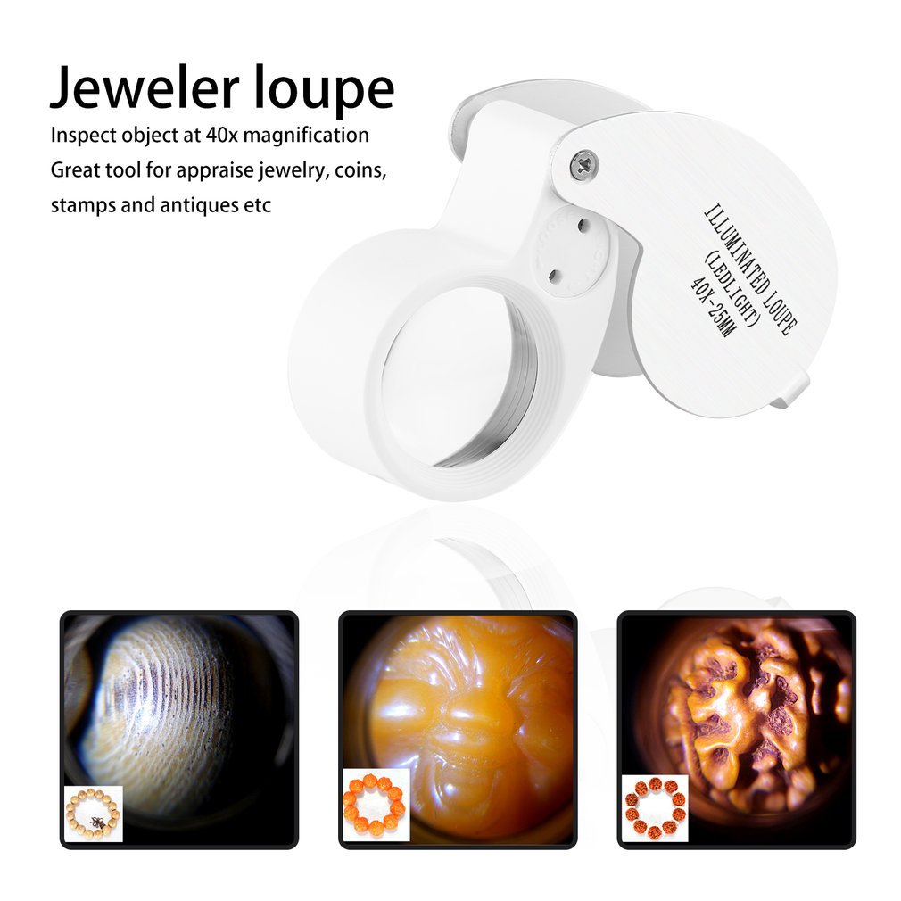 40x 25mm Power Jeweler Illuminated Loupe LED Loop Magnifier