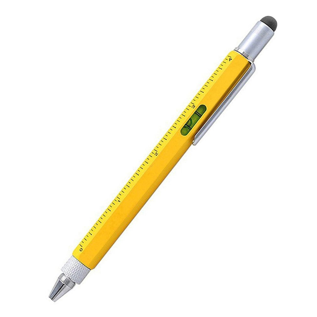 6-in-1 Ballpoint Pen Stylus Pen Screwdriver Ruler Scale Pen Tool - Yellow