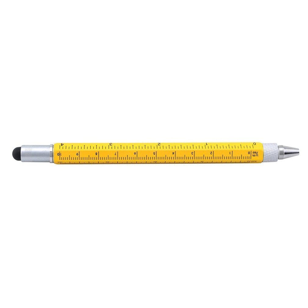 6-in-1 Ballpoint Pen Stylus Pen Screwdriver Ruler Scale Pen Tool - Yellow