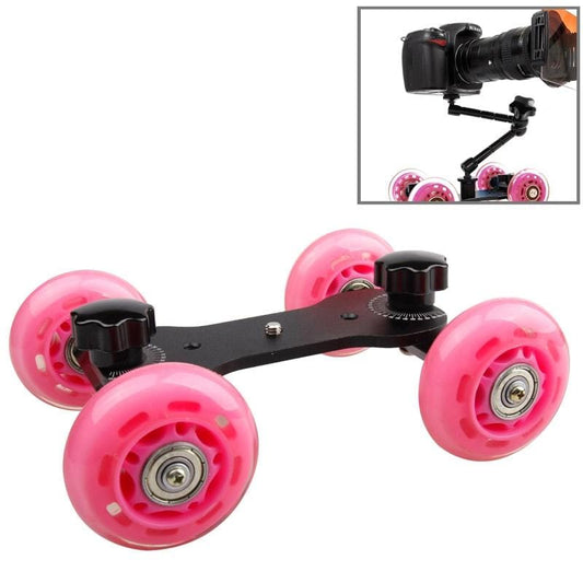 DEBO First Generation Camera Truck / Floor Table Video Slider Track Dolly Car for DSLR Camera / Camcorders (Magenta)