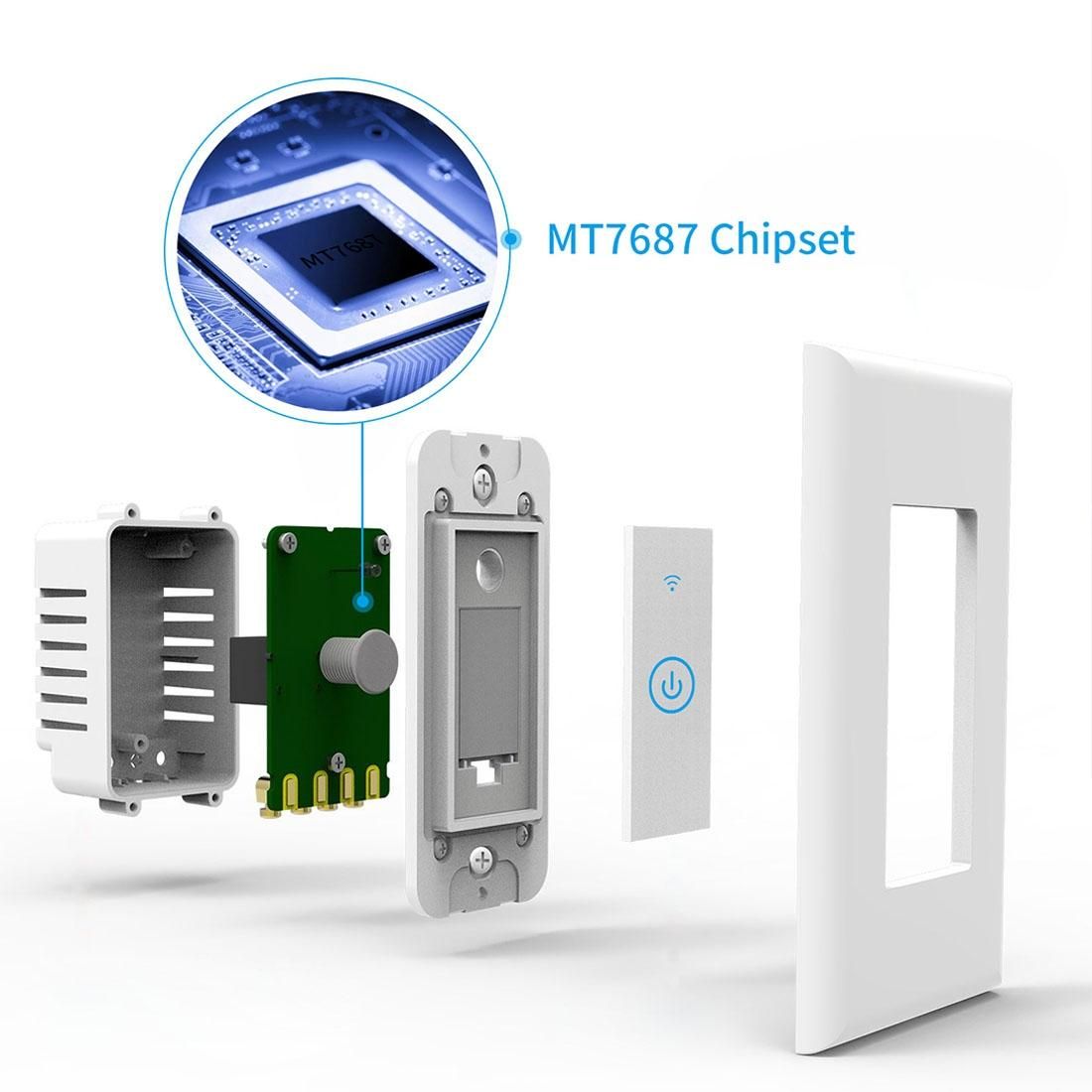 Meross MSS510 WiFi Remote Control Smart Wall Switch Works with Amazon Alexa & Google Assistant (White)