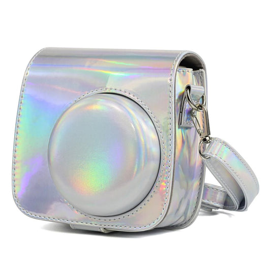 Aurora Oil Paint Full Body Camera PU Leather Case Bag with Strap for FUJIFILM instax mini 9 / mini 8+ / mini 8 (Silver)