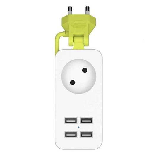 Power Strip 1/2 EU Plug 4 USB Port 1200W 250V 1.5m Cable Wall Portable Multiple Socket EU Plug Outlets (1 OUTLET 4USB)