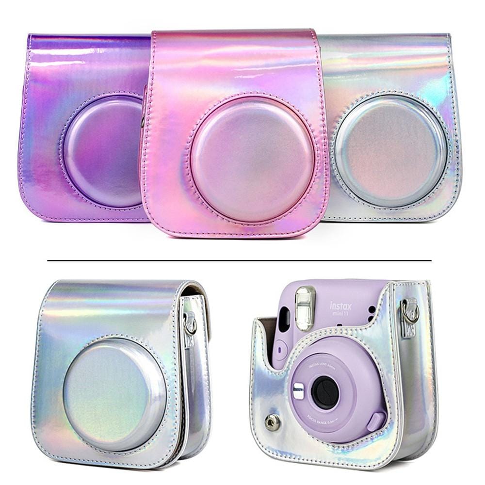 Richwell Portable Aurora  PU Leather Camera Case Camera Bag with Shoulder Strap, Suitable for Fujifilm Instax Mini 11 (Rose Pink)