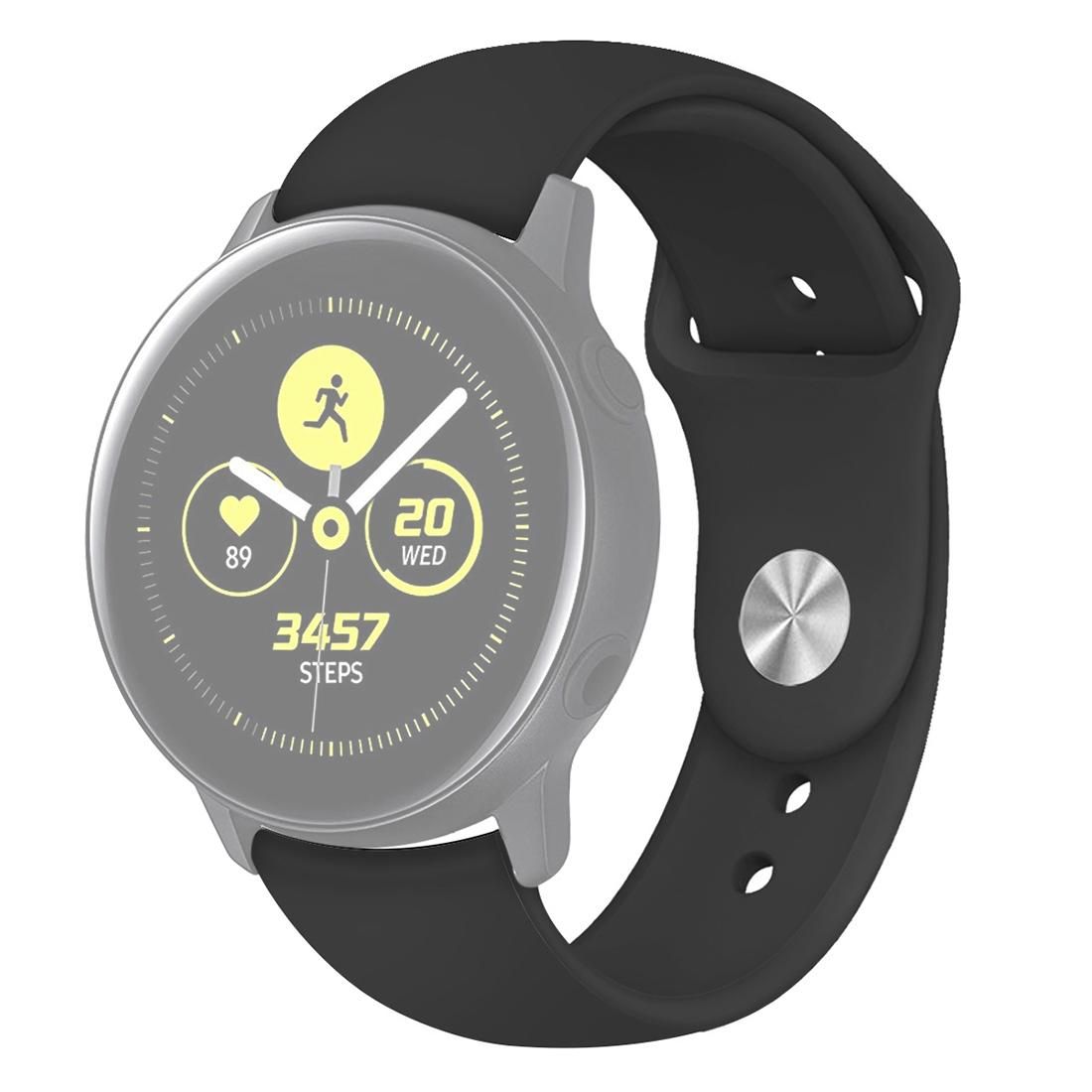 For Samsung Galaxy Watch Active2 Bluetooth Version 44mm Smart Watch Solid Color Silicone Wrist Strap Watchband, Size:L (Black)