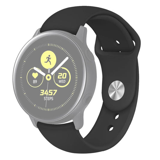 For Samsung Galaxy Watch Active2 Bluetooth Version 44mm Smart Watch Solid Color Silicone Wrist Strap Watchband, Size:L (Black)