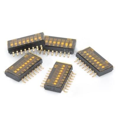 5 pcs DIY 8-Position 1.27mm Half Pitch Type Dip Switches (Black)