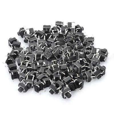 100 pcs PA66 DC 12V 50mA Tact Switch, Size: 6 x 6 x 6 mm