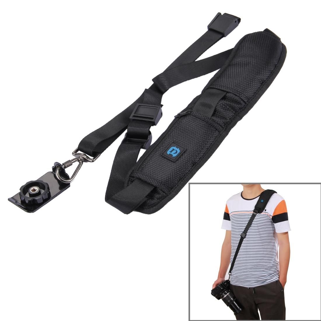 Quick Release Anti-Slip Soft Pad Nylon Single Shoulder Camera Strap with Metal Hook for SLR / DSLR Cameras (Black)