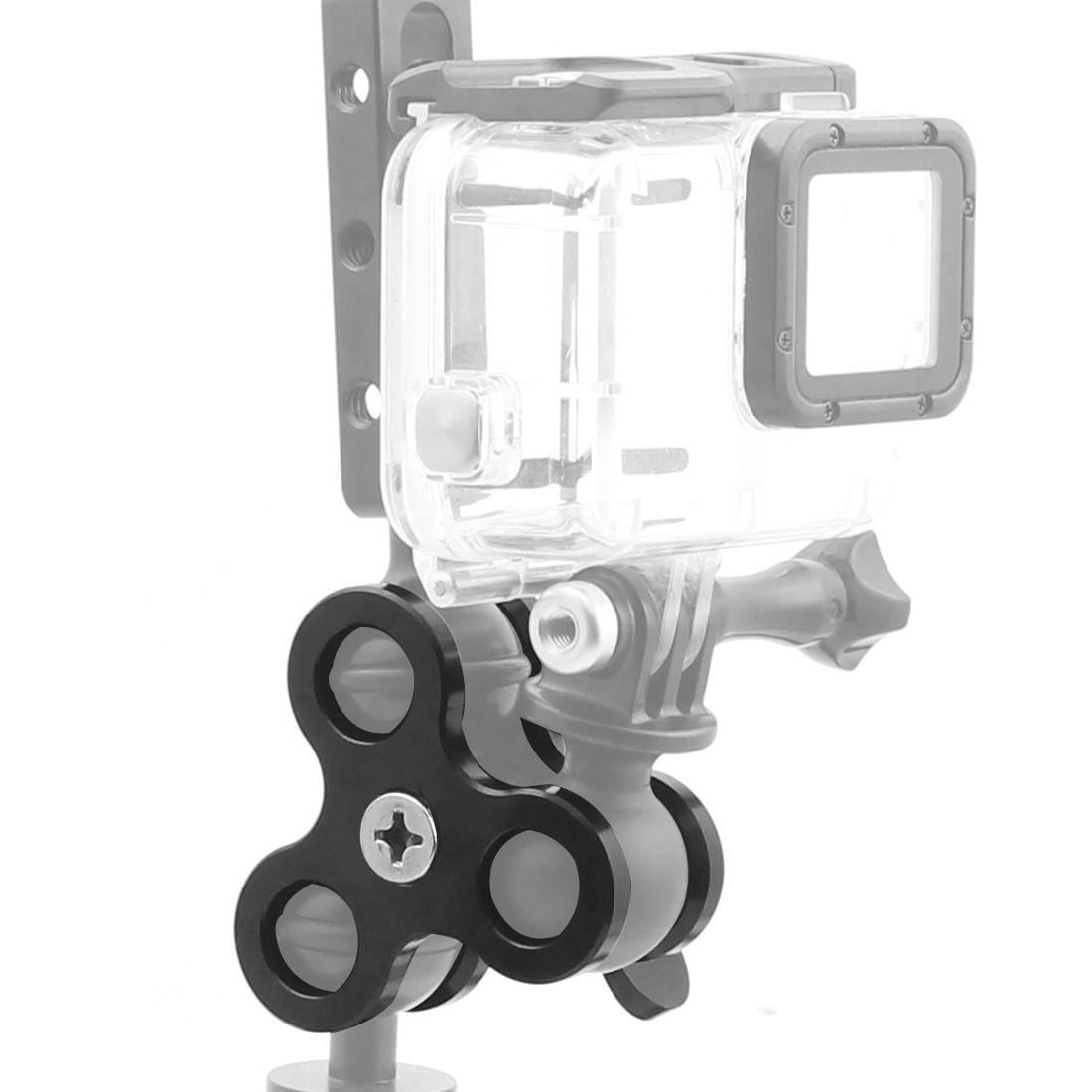 PULUZ Triple Ball Clamp Close Hole Diving Camera Bracket CNC Aluminum Spring Flashlight Clamp for Diving Underwater Photography System (Red)