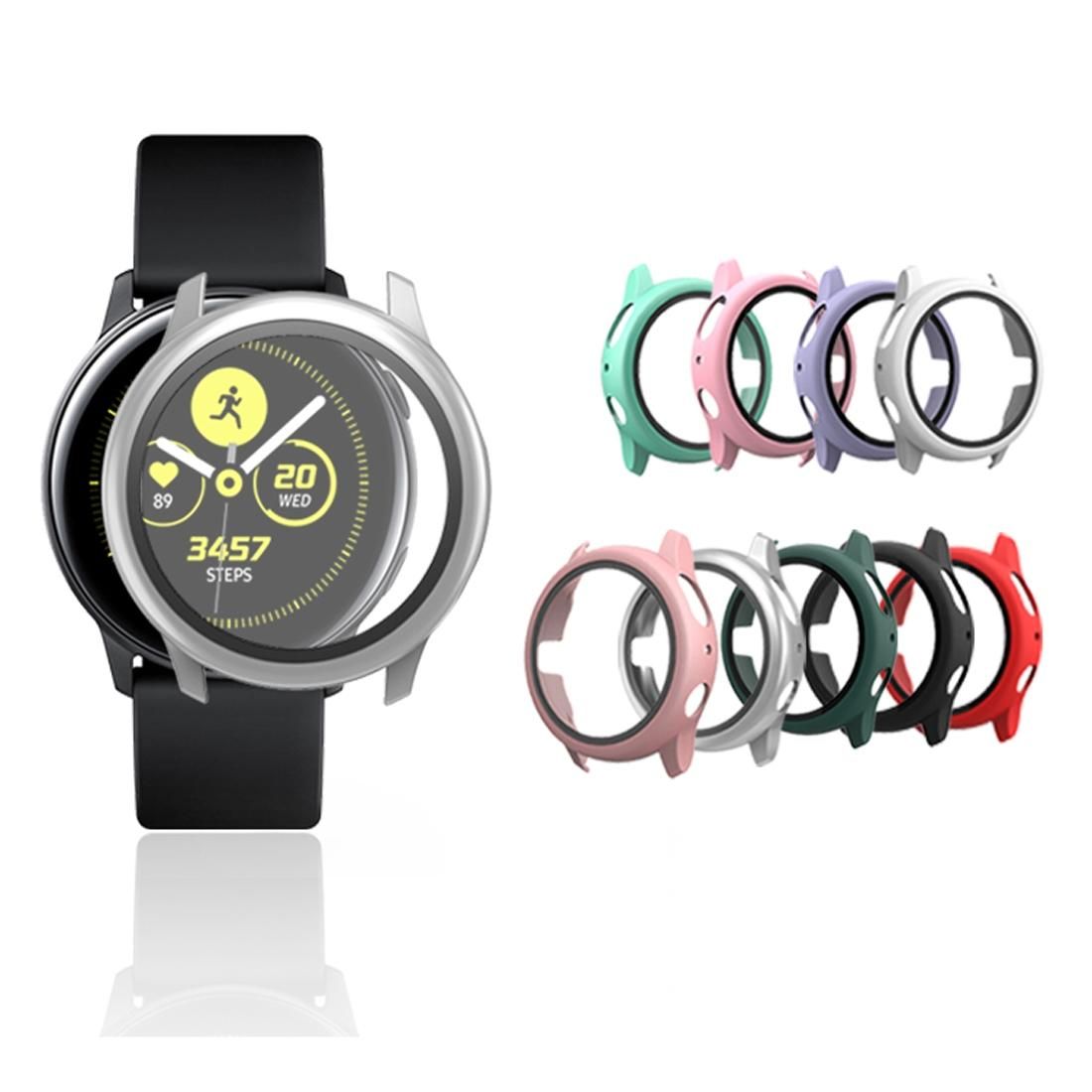 For Samsung Galaxy Watch Active 2 44mm PC Protective Case with Tempered Glass Film (White)
