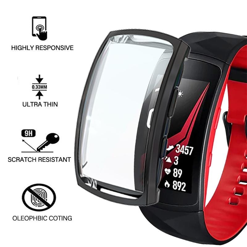 For Samsung Gear Fit 2 Pro Full Coverage Plating TPU Watch Case (Black)