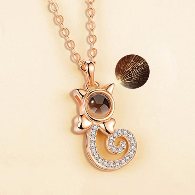 100 Language I love You Necklace Memory Projection Pendant Wedding Letter Necklace (Rose Gold)