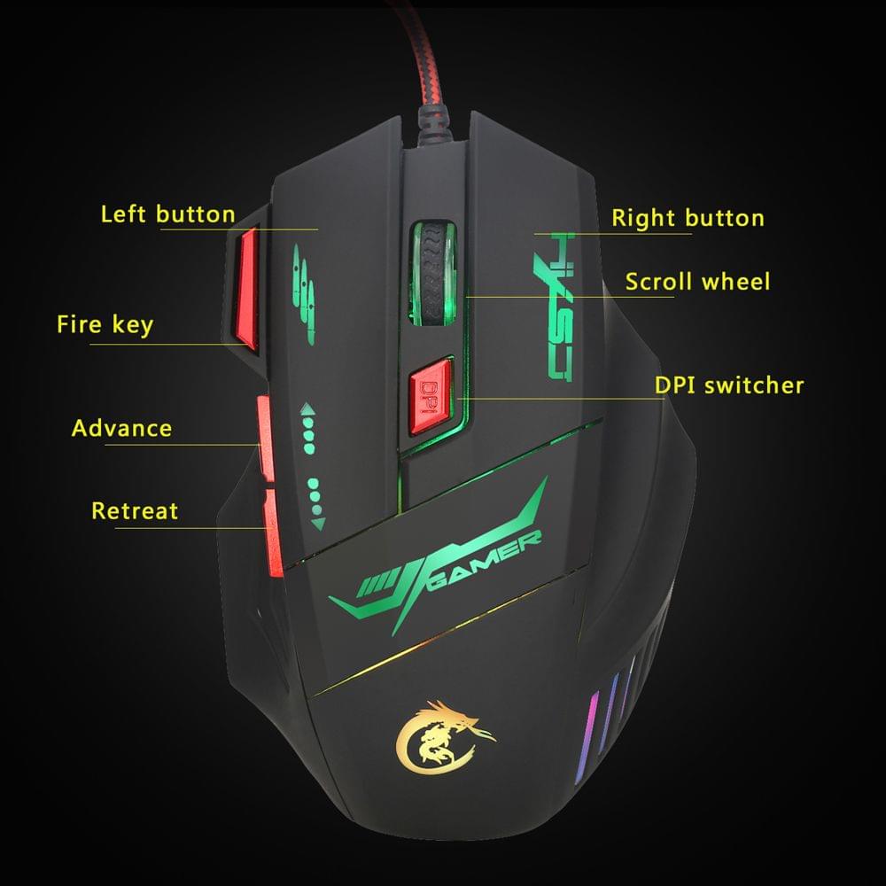 HXSJ H100 Gaming Mouse USB Wired Optical Game Mouse 5500 DPI