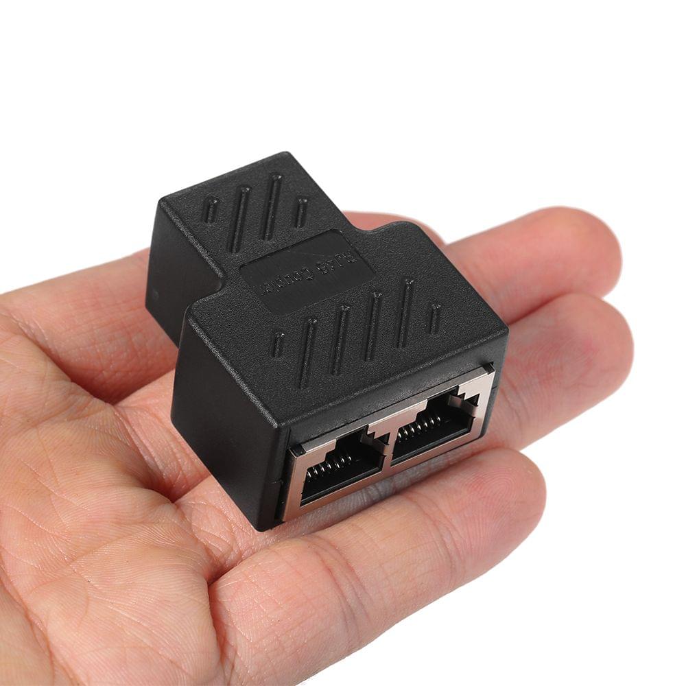 RJ45 Splitter Adapter Connector 1 to 2 Female Ports for CAT