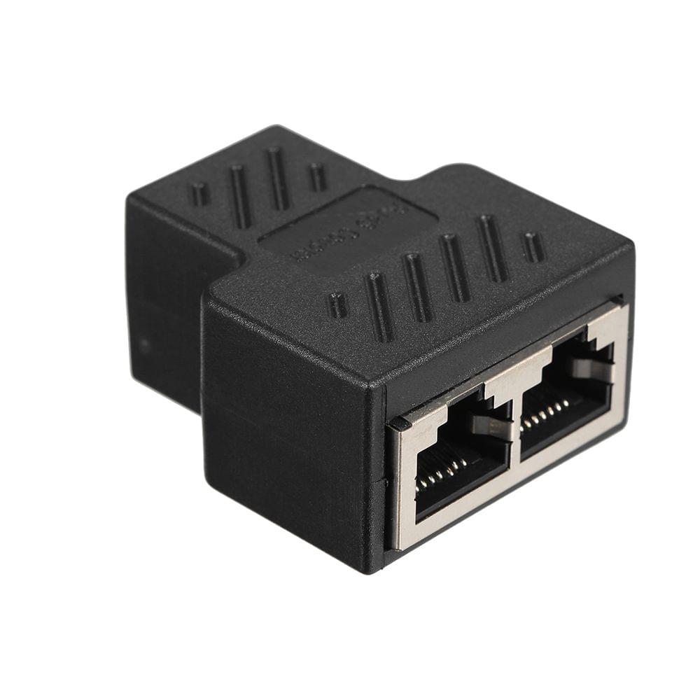 RJ45 Splitter Adapter Connector 1 to 2 Female Ports for CAT