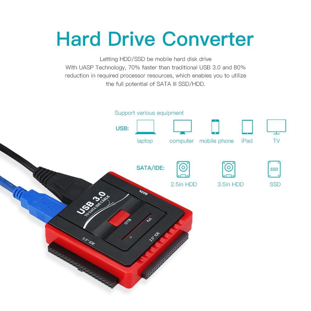 USB 3.0 To SATA/IDE Adapter Hard Drive Converter for - EU Plug