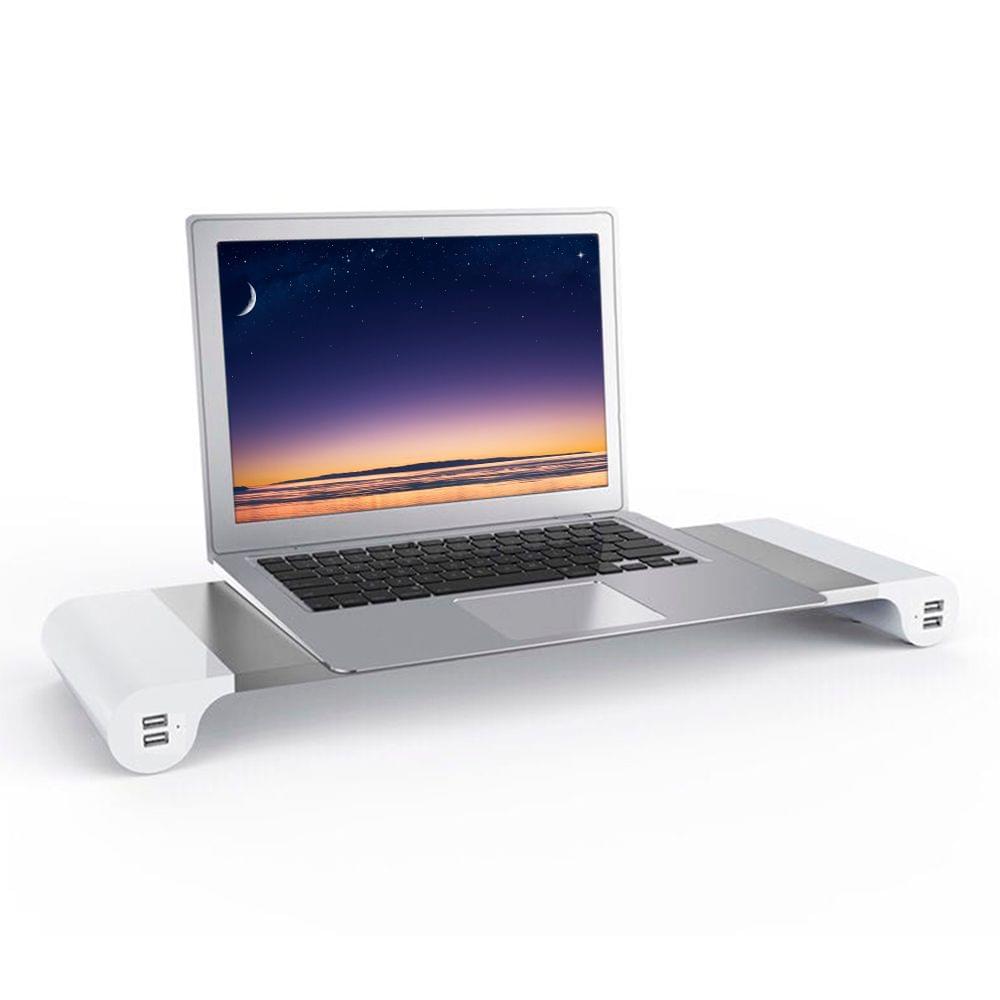 Aluminum Space Bar Laptop Computer Monitor Stand Holder Desk - EU Plug