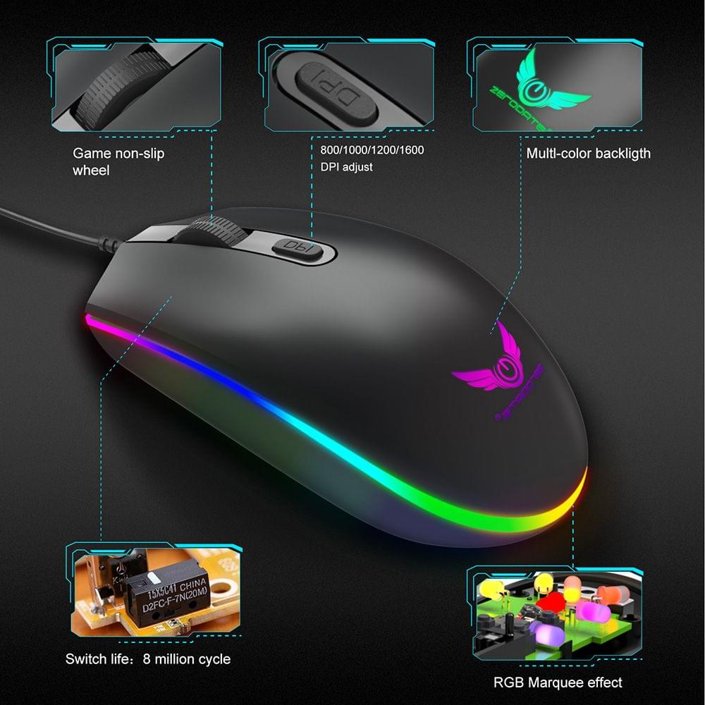 S900 Computer Gaming Mouse 1600DPI 4 Buttons RGB