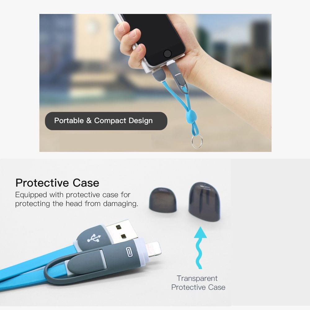 USB Charging Cable 2 in 1 Charging Cable Micro USB Lightning