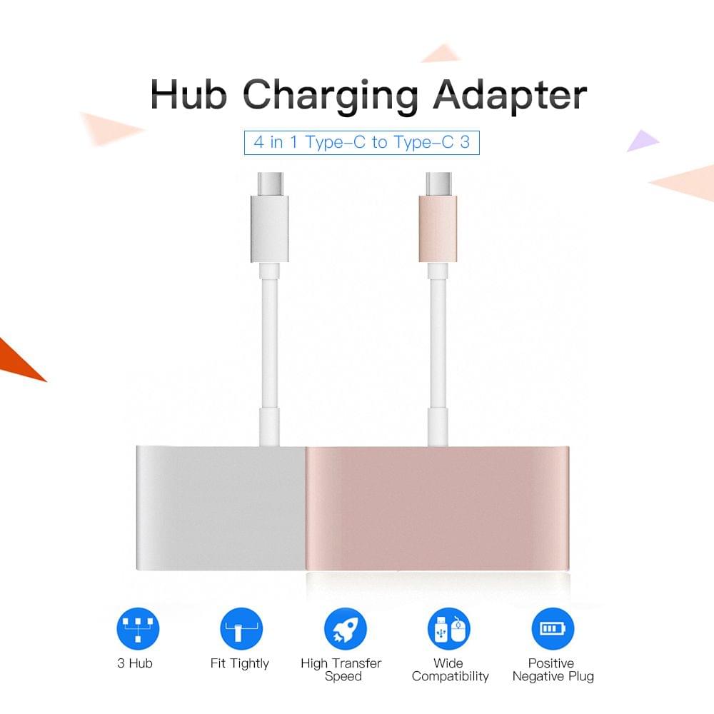 4 in 1 Type-C to Type-C 3 Hub Charging Port Type-C to USB