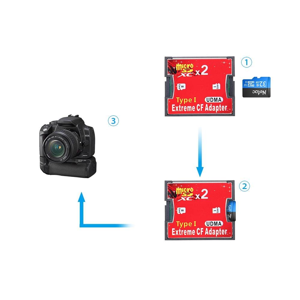 Dual TF to CF Adapter Card Dual Micro SD to CF Converter