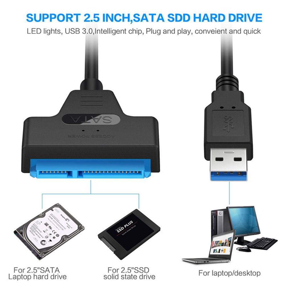 USB 2.0 to SATA Adapter Converter Cable 22Pin Drive Free