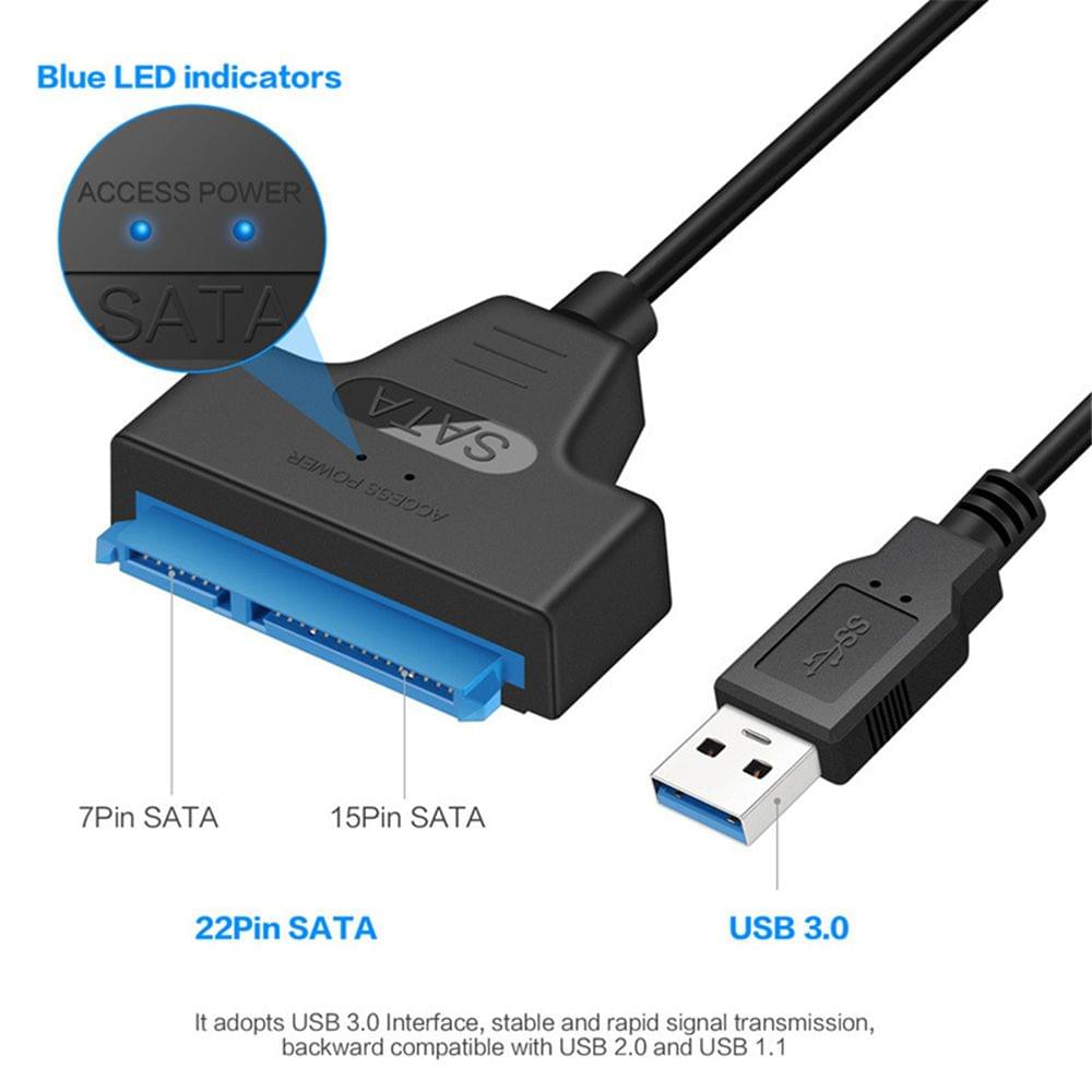 USB 2.0 to SATA Adapter Converter Cable 22Pin Drive Free