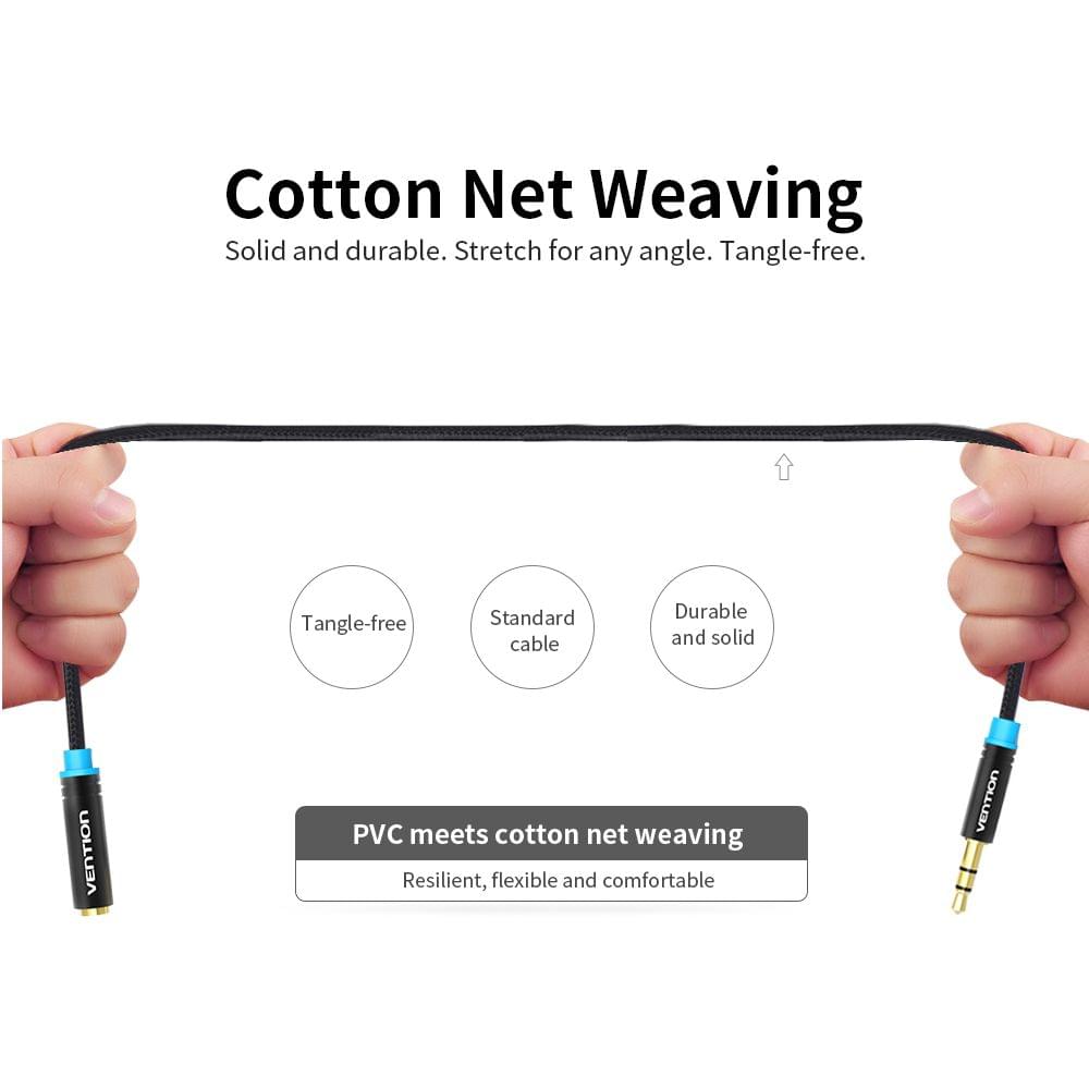 VENTION 3.5mm Audio Extension Cable Stereo Male to Female - 2m