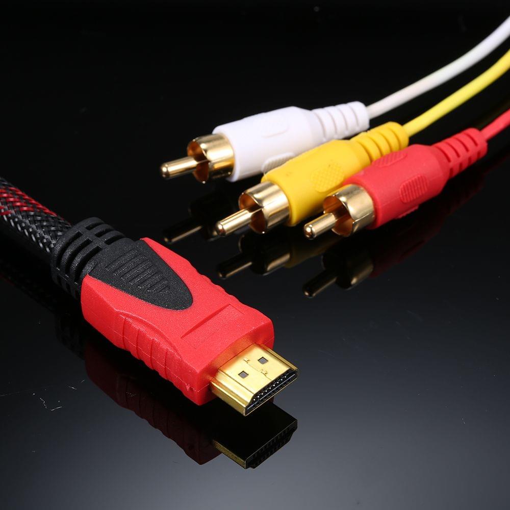 HD RCA Audio Video Cable HD to 3 RCA Male AV Wire Cord 1.5M